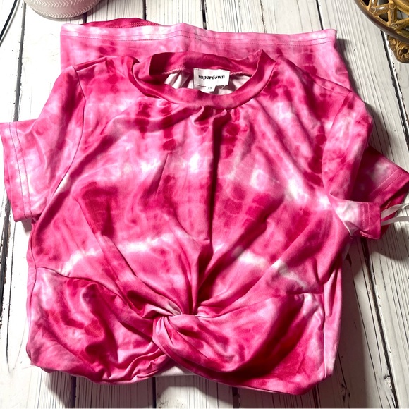 SOLD Superdown Maureen Jersey Pink Tie Dye Fashion Blog Fave Cut Out Bodycon - Picture 6 of 8